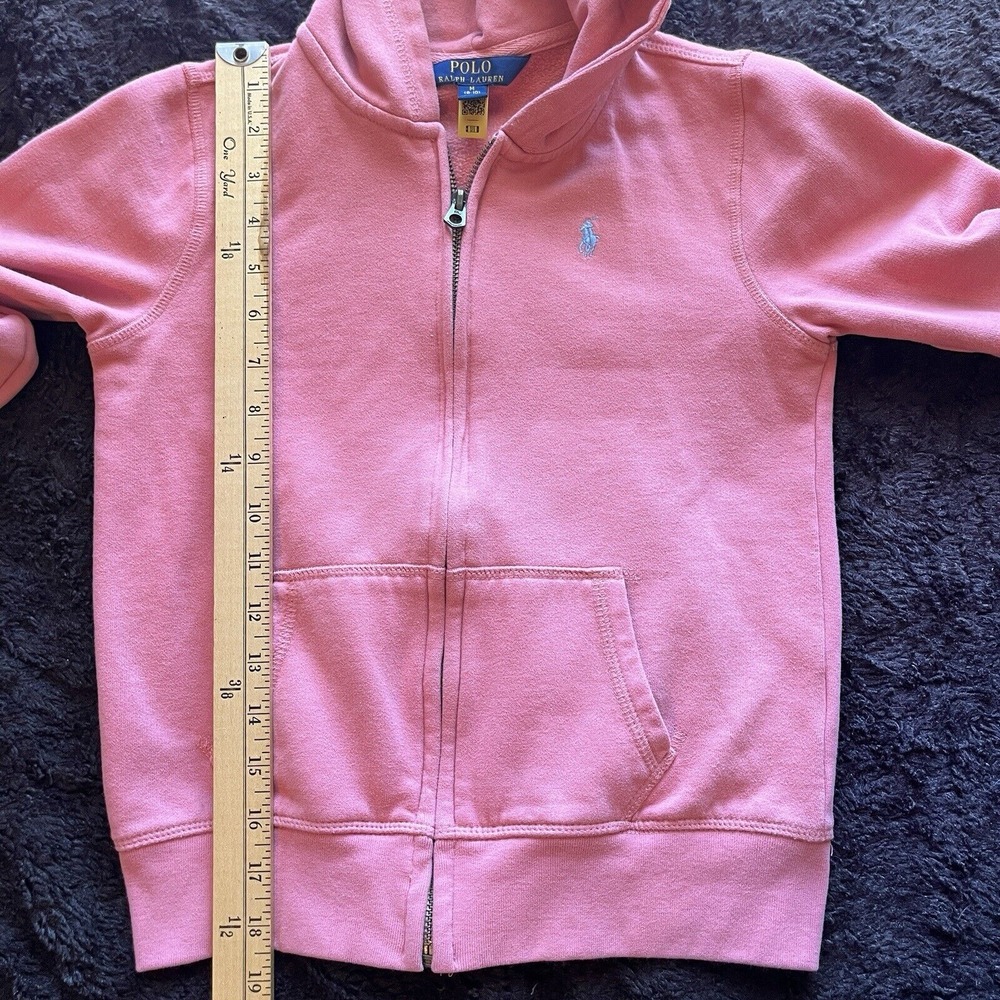 Ralph Lauren LW Magic Fleece FZ Hoodie Pink Full Zip Girl M - Picture 5 of 6